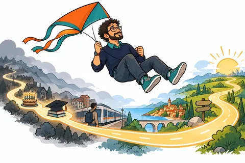 Illustrazione V1-22-1 – Capitolo 22 – Il viaggio sopra la linea del tempo